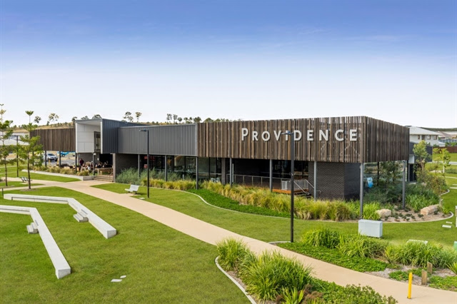 Providence community center building and landscaped parklands in South Ripley Queensland